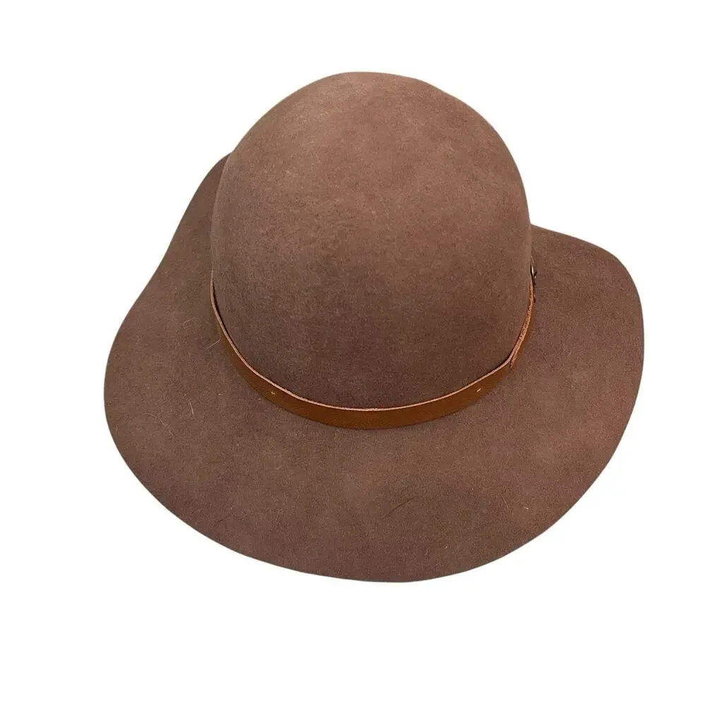 Hat Attack Brown Wool Felt Hat Women's Size 7 Fedora Crusher Packable Brown